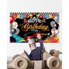 Mocsicka Racing Car Happy Birthday Backdrop Banner Car Themed Birthday Party Decorations Banner Racing Theme Party Supplies for Photography (Red, 70.8x43.3 inch)