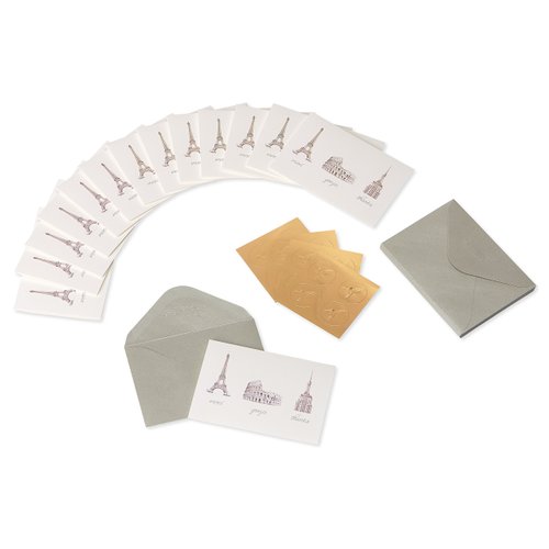 Papyrus Thank You Cards with Envelopes, World Icons (14-Count)