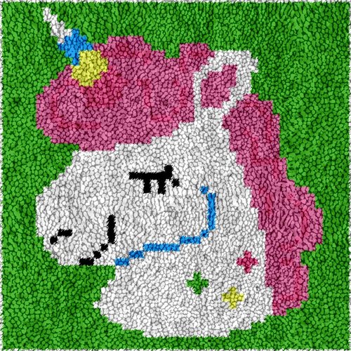 DL-YTG Latch Hook Kits Rug Unicorn Crochet Yarn Cushion Colour Pre-Printed Canvas Cover Rug Needlework DIY Hook and Latch Kit Christmas Home Decoration 30x30cm/12 X12in