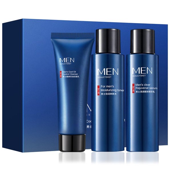 Mens Facial Skin Care Kit,Hydrating Mens Skincare Gifts Set,Nourishing Skin Care Kit for Men,Mens Face Moisturizer Wash Facial Lotion Kit for Fines Lines,Wrinkles,Dry Skin