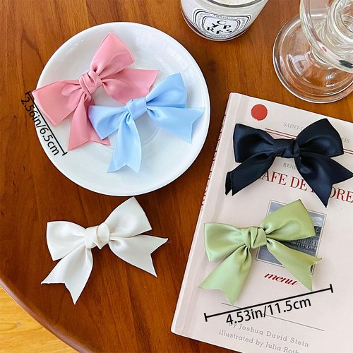10 PCS Colorful Satin Bow Hair Clips Satin Hair Bow Satin Ribbon Bowknot Hair Barrettes Double Ponytail Hairclips Hair Accessories for Women Girls