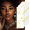 Gold Glitter Freckles Temporary Face Fake Tattoos For Women, Sparkle Waterproof Makeup Patches, Glow Up Faux Buttiflies Speckles - 10 Count