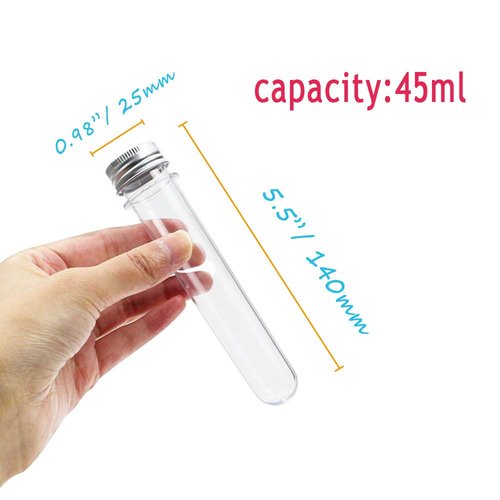 24 PCS Plastic Test Tubes,45ml Clear Test Tube with Caps,140x25mm Test Tube for Candy Storage,Party,Decoration,Beads Display,Lab