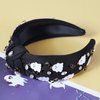Gmmidea Halloween Ghost Headbands for Women Girls Cute Spooky Beaded Crystal Rhinestone Knotted Headband Ghost Costume Hair Accessories Halloween Holiday Cosplay Party Favors