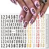 Number Nail Art Stickers, Luxury 3D Laser Nail Decals Self Adhesive Nail Art Stickers for Women Girl Nail Decorations 6 Sheets