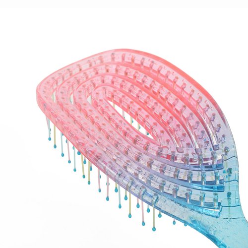 CANDYBRUSH Wet Hair Brush for Blow Dryer Detangling Curved Vented Drying for Straight Fine Hair for Women Round Detangler Soft Bristles Scalp Massage Medium Pink-Blue Colorful Gradient