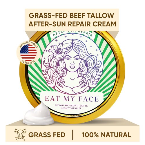 Eat My Face Grass Fed After Tallow & Aloe Sun Cream Repair, Beef Tallow for Skin with Shea, Cocoa Butter, Jojoba Oil, Sea Buckthorn, Vit E, 4.0 fl oz