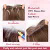 QGZ Clip in Bangs Hair Clip 100% Real Human Hair Clip on Bangs for Women 3 Secure Clip in Hair Extension Natural Full Coverage Thick French Fake Bangs (Light Brown)