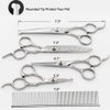 Dog Grooming Scissors Kit with Round Tip, Set of 5 Cat Dog Scissors, Stainless Steel Pet Grooming Shears, Straight, Curved, Thinning Shears, Comb for Full Body, Face, Nose, Ear & Paw
