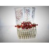 Generic Antique bronze garnet red crystal hair comb barrette clip bridal clip bridal, 10
