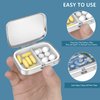 Pill Box 2 Compartment Medicine Pill Case,Portable Pill Box for Pocket or Purse Pill Box Decorative Metal Medicine Vitamin Organizer Unique Gift（4PCS）