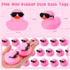 36 Packs Mini Rubber Ducks with Sunglasses Sets 2.2 Inch Duck Bath Toys Squeaky Rubber Ducks Cute Float Bathtub Duckies for Little One Birthday Party Favors Class Prizes Car Decor(Pink)