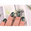 LIFOOST Semi Cured Gel Nail Stickers Black Green Sparkly Sequins Adhesive Nail Polish Strips for Women Manicure