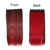 3/4 Full Head Black And Red Color Clip In Hair Extensions Mixed Black And Red Color Long Straight Highlight 5 Clips Clip in Synthetic Hair Extensions For Fashion Girls/Women 24" 120g