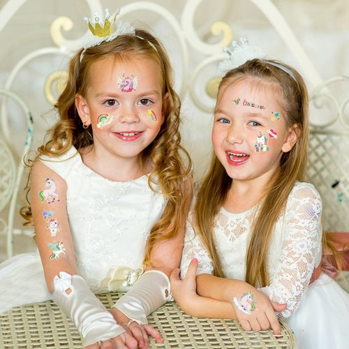 SUNAI Unicorn Party Favors - 90Pcs Gold Foil Styles Unicorn Temporary Tattoos for Unicorn Birthday Party Decorations, Supplies, Favors, Gifts Goodie Bag Fillers, 8 Sheets