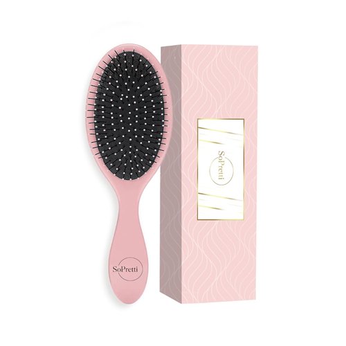 SoPretti Pink Vegan Lush Brush - Men and Womens Hair Brush - Smoothing Hair Brush - Vegan Hair Br...