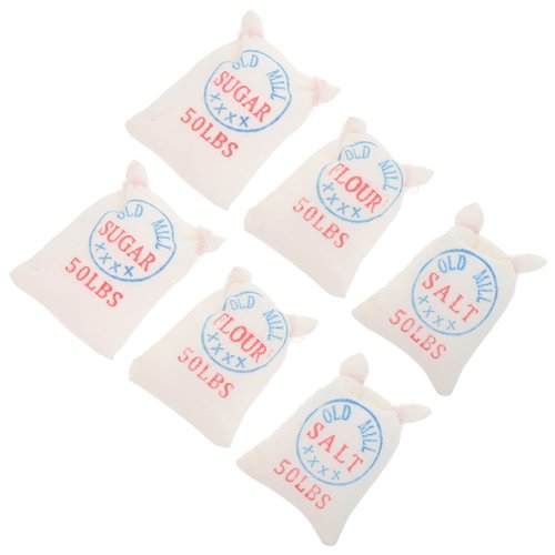 6pcs Dollhouse Decoration Food Baking Scene Models Flour Salt Sugar Bags Miniature Dollhouse Photography Props Dollhouse Supplies