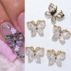 KRTBKR 10Pcs Alloy Butterfly Nail Charms Gems Rhinestones 3D Metallic Gold Silver Charm Decorations Art Supplies for Women Girls Acrylic Manicure Jewelry