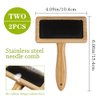 Wool Carders Needle Felting Brush, Hand Carders for Wool, Craft Wool Needle Felting Tools with Solid Wood Handle, Slicker Brush for Dogs, Spinning and Weaving, for Craft Felt Project (2Pcs)