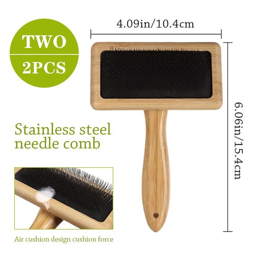 Wool Carders Needle Felting Brush, Hand Carders for Wool, Craft Wool Needle Felting Tools with Solid Wood Handle, Slicker Brush for Dogs, Spinning and Weaving, for Craft Felt Project (2Pcs)