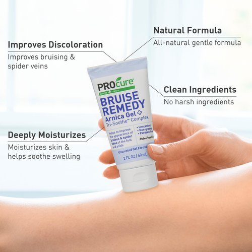PROcure Remedy Gel with Arnica, Helps Improve the Appearance of Bruises & Spider Veins on the Foot and Ankle, Unscented & Paraben Free with Soft Touch Applicator, 2 Fl Oz