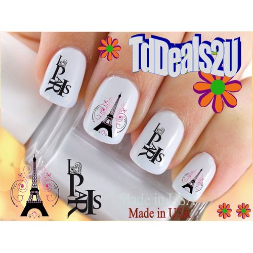 Country Flags - I Love Paris Nail Decals - WaterSlide Nail Art Decals - Salon Quality! DIY Nail Manicure