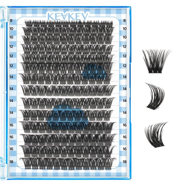 KevKev Lash Clusters 168 Pcs Cluster Lashes DIY Lash Extensions Mixed Styles Individual Lashes Eyelash Clusters Thin Band & Soft False Lashes Wispy Natural Lash Extension Clusters (Cirrus, D-8-18mix)