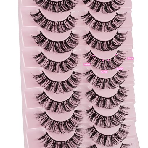 Individual Lashes Extensions Natural Look Cluster Lashes Wispy DIY Open Eyes False Eyelashes 80pcs D Curl Lashes Strips for Self Application at Home, 10 Pairs