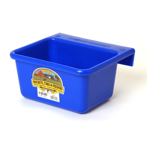 Little Giant® Plastic Mini Feeder | Fence Feeder | Goat Feeder | Durable & Mountable Bucket for Livestock | Made in USA | 6 Quart | Blue