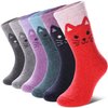 DYW 6 Pairs Childrens Hiking Winter Warm Wool Socks Kids Boys Girls Socks (6 Pairs Cat A, 8-12 Years Old)