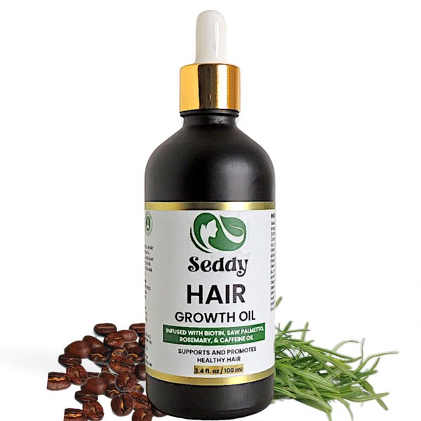 Seddy Hair Growth & Strengthening Oil with Caffeine, Rosemary, Castor, Biotin, Peppermint, Argan & Jojoba Oil - Hair Treatment & Repair Oil For All Hair Types - 3.4 Fl. Oz (Pack of 1)