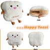 Goylmc Toast Bread Plush Pillow, Bread Stuffed Pillow,Food Plush Pillow with Hand Pocket Great Gift Choice for Kids Adults (15.7 * 13.7 in,Happy)