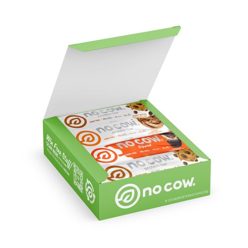 No Cow Protein Bars, Peanut Butter Lovers Pack, 20g Plant Based Vegan Protein, Keto Friendly, Low Sugar, Low Carb, Low Calorie, Gluten Free, Naturally Sweetened, Dairy Free, Non GMO, Kosher, 12 Pack
