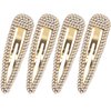 HINZIC 4Pcs 3 Inch Rhinestone Snap Hair Clips No Slip Water Drop Gold Barrettes Metal Wedding Prom Valentines Dance Party Hair Pins Sparkly Accessories for Women Girls Thick Thin Hair
