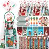 Saypacck 194 Pcs Christmas Party Favors Bulk Christmas Stationery Gift Set Notebook Pencil Ruler Eraser Sticker Gifts Bags Cards Goodie Bags Stocking Stuffers for Classroom Prizes