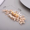 Chargances Wedding Flower Leaf Hair Comb Bridal Crystal Pearl Hair Side Comb Gold Rhinetone Handmade Headpiece Hair Accessories for Women and Girls (Gold)