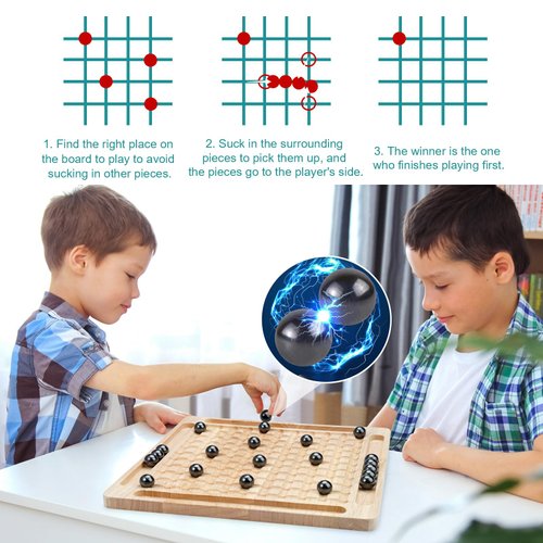Magnet Game,Magnetic Chess Game,Table Top Magnetic Chess Fun Family Games for Kids and Adults,Magnetic Rocks Game Puzzle Toy Family Party Strategy Game for Boys and Girls