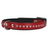 Dogs My Love Rhinestone Genuine Leather Dog Collar (Red, 9.5"-11" Neck)