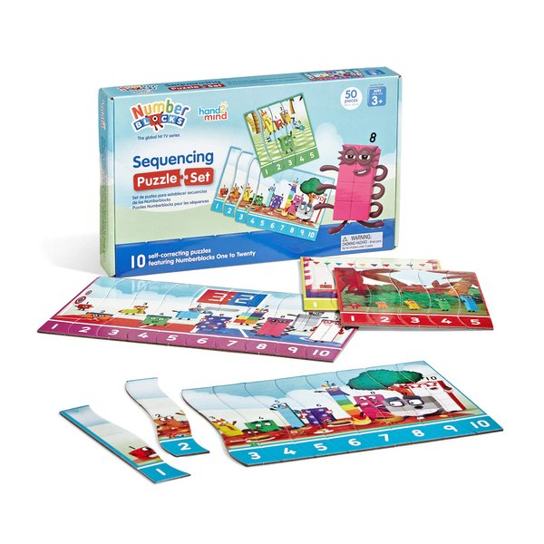 hand2mind Numberblocks Sequencing Puzzle Set, Sequence Cards, Matching Game, Math Toys, Toddler Educational Toys, Preschool Learning Activities, Kids Birthday Gifts, Stocking Stuffers for Kids 3-5