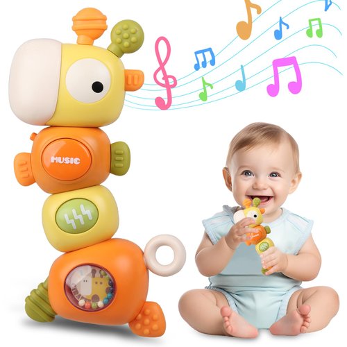 Baby Teething Toys - Baby Teethers Newborn Infant Sensory Chew Toys - Montessori Developmental Teething Toy for Babies 3-6-9-12-18 Months Girl Boy Gifts - Giraffe Toddler Travel for 1 2 3 One Year Old