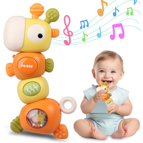 Baby Teething Toys - Baby Teethers Newborn Infant Sensory Chew Toys - Montessori Developmental Teething Toy for Babies 3-6-9-12-18 Months Girl Boy Gifts - Giraffe Toddler Travel for 1 2 3 One Year Old