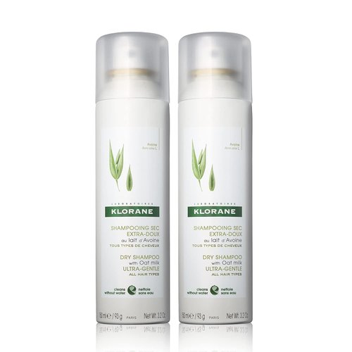 Klorane Dry Shampoo with Oat Milk, Ultra-Gentle, All Hair Types, No White Residue, Paraben & Sulfate-Free, Duo Set, 3.2 Ounce (Pack of 2)