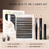 BEFER Lash Clusters Kit, 180 Pcs D Curl Eyelash Clusters 3D Fluffy Volume Individual Lashes Extensions 10-16MM Cluster Eyelash Wispy Cluster Lashes DIY At Home(Enigma,FD09,Kit)