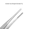 VictorsHome 5-1/2 Inch Stainless Steel Tweezers with Straight and Curved Serrated Tip Multipurpose Forceps for Craft Repairing 2 Pack