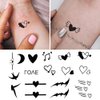 Oottati 2 Sheets Small Tiny Temporary Tattoo Stickers Heart Love Swallow Moon Totem