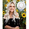 CHLINS Hippie Headband Flower Crown Bohemian Sunflower Headband Flower Headpiece Hippie Costume 60s 70s Outfits for Women (White)