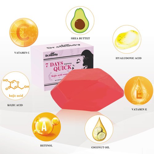 Kojic Acid Soap,Dark Spot Remover Bar Soap with Coconut oil,Vitamin C,Vitamin E, Retinol,Hyaluronic Acid, Moisturizing for Body & Face,Facial Brightening Soap with a Foaming Net (Lavender essence)