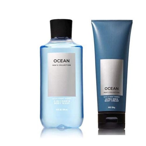 Bath & Body Works Men's Collection Ultra Shea Body Cream & 2 in 1 Hair and Body Wash OCEAN.
