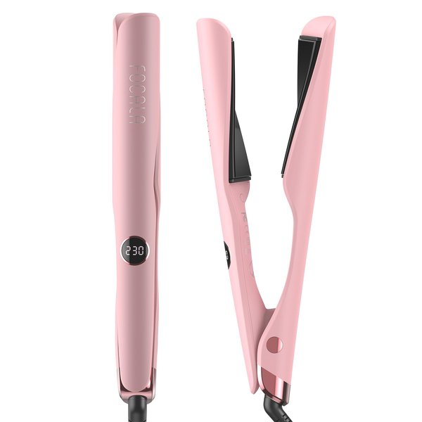 FOCALA Hair Straightener and Curler 2 in 1 - Twist Flat Curling Iron for Straighten/Curl/Wave - Dual Voltage 1 Inch Straightening Curling Iron Combo