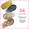 evpct 24 Colors Glitter Sparkle Eyeshadow Makeup Palette Pallets For Women, Colorful Eye shadow Pressed Powder Black White Pink Green Blue Shimmer Eyeshadow Glue Gel sombras de ojos profesional 01#